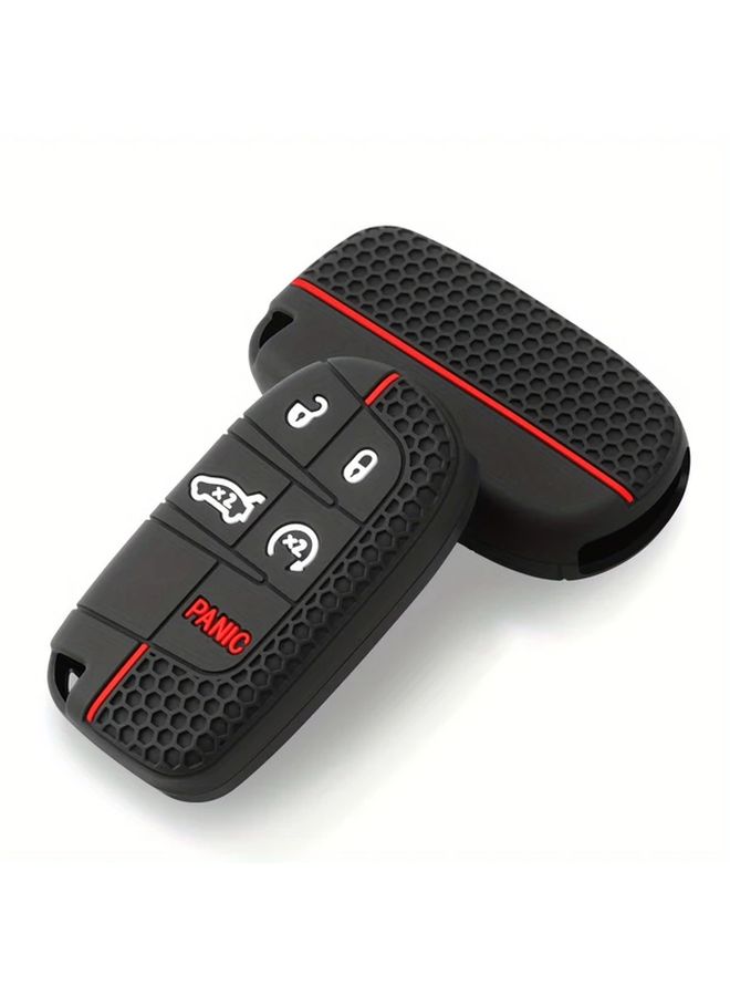 Black Silicone Key Fob Cover Case Protector for Dodge Ram Charger Jeep Models Pack of 1 - Image 1