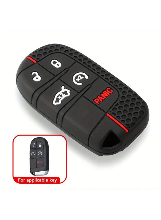 Black Silicone Key Fob Cover Case Protector for Dodge Ram Charger Jeep Models Pack of 1 - Image 2