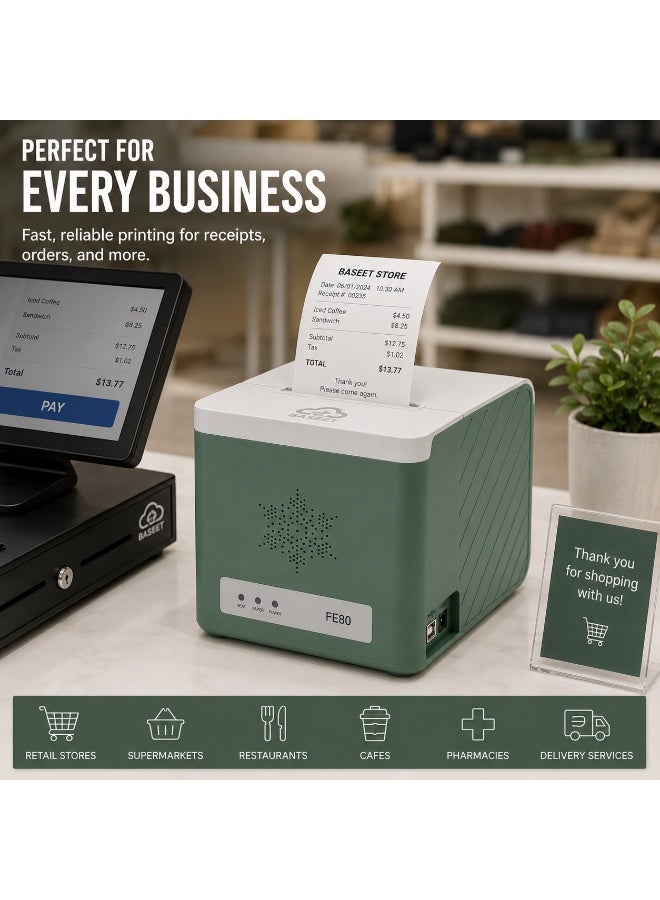 BASEET 3-Inch Performance Desktop Printers USB Inkless Receipt Printer BAS-180 - Image 5