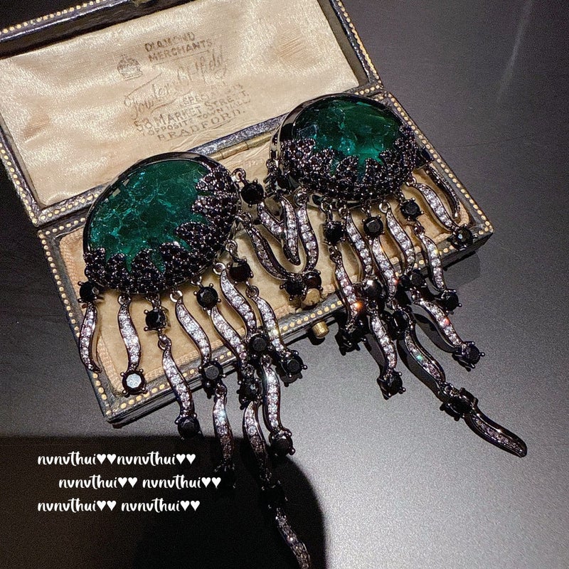 NVNV THUI Sparkling Jellyfish Tassel Earrings - Cubic Zirconia Dangle Drop - Image 4