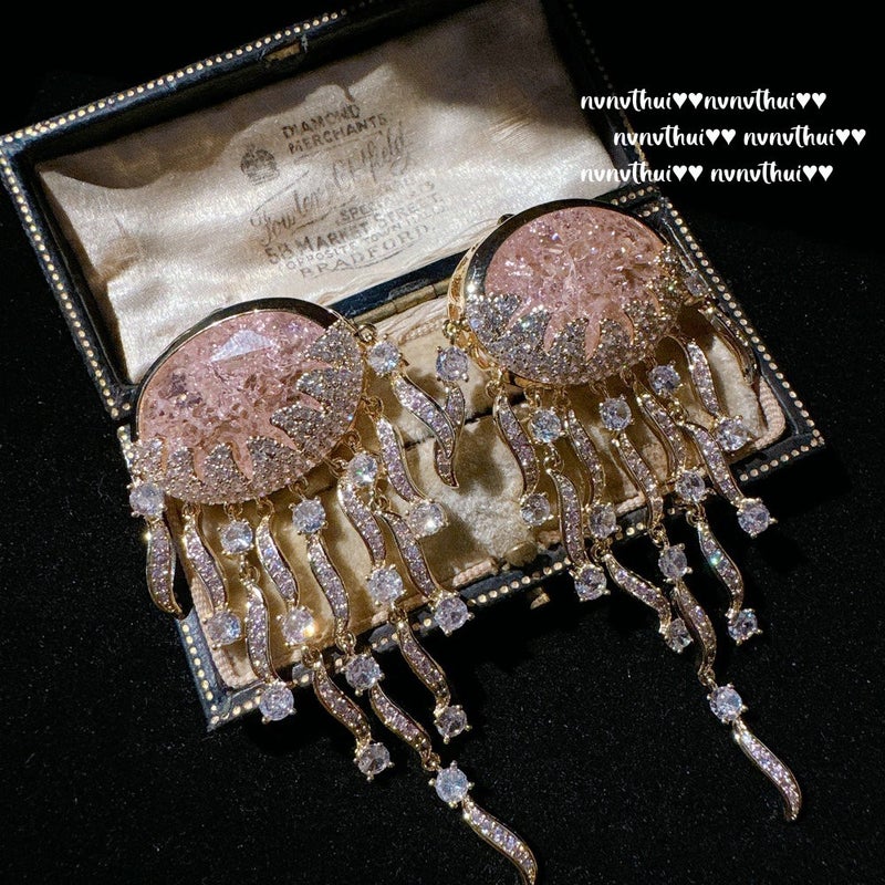 NVNV THUI Sparkling Jellyfish Tassel Earrings - Cubic Zirconia Dangle Drop - Image 1