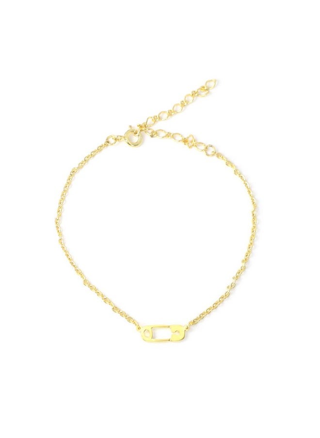 Deidreamers - 14K Gold Over Sterling Silver Safety Pin Bracelet - Image 1