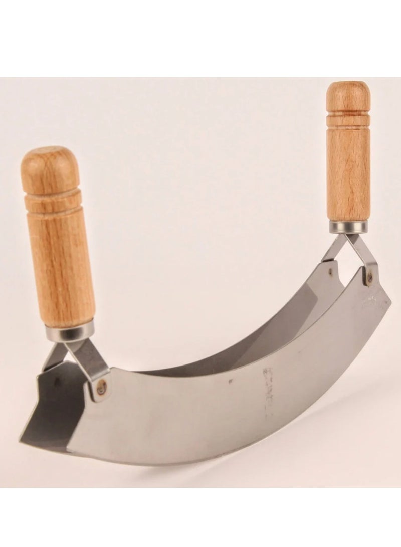 BASURRAH Original vegetable and molokhiya pizza cutter with wooden handle - Image 1
