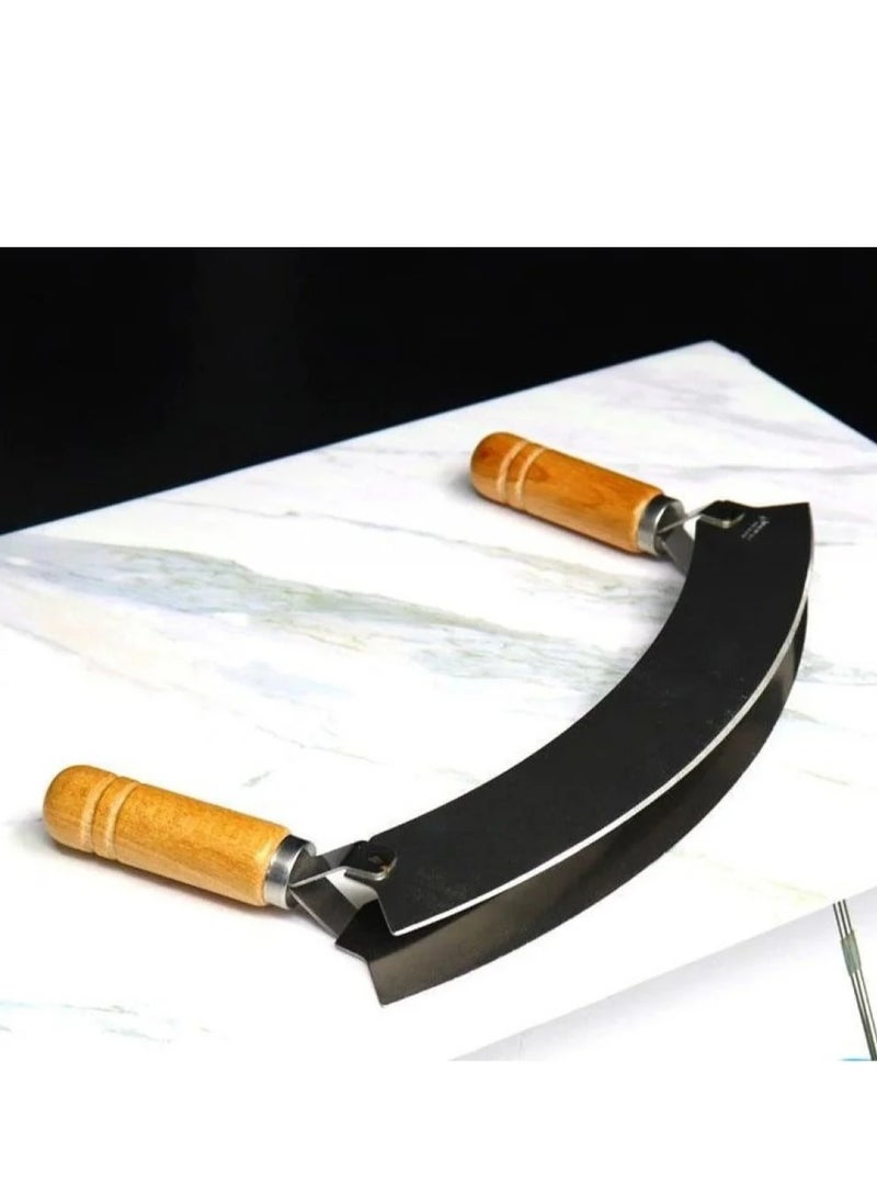 BASURRAH Original vegetable and molokhiya pizza cutter with wooden handle - Image 4