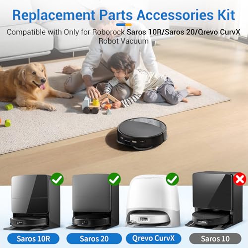 BUXEBUX 26Pcs Accessories Replacement Parts for Roborock Saros 20, Saros 10R, Qrevo CurvX Robot Vacuum Kit, 2 Main Brush 4 Hepa Filter 6 Mop Pads 6 Side Brush 6 Dust Bags 1 Screwdriver 1 Clean Tool - Image 2