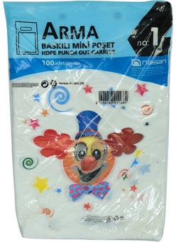 Armament Printed Mini Bag Pharmacy Store Shop Bag White with Clown Figure 35X22 100 Pieces No:1