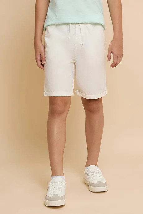 أر أند بي Solid Shorts with Drawstring Waist