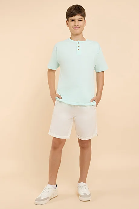 أر أند بي Solid Shorts with Drawstring Waist