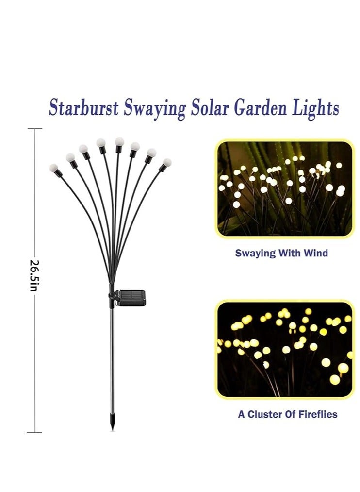 مجموعة من 2 مصباح حديقة يعمل بالطاقة الشمسية للاستخدام الخارجي، 8 مصابيح LED متأرجحة تعمل بالطاقة الشمسية، تتأرجح مع الرياح، مصابيح خارجية مقاومة للماء تعمل بالطاقة الشمسية لتزيين الفناء والمسار (أبيض دافئ) - Image 2
