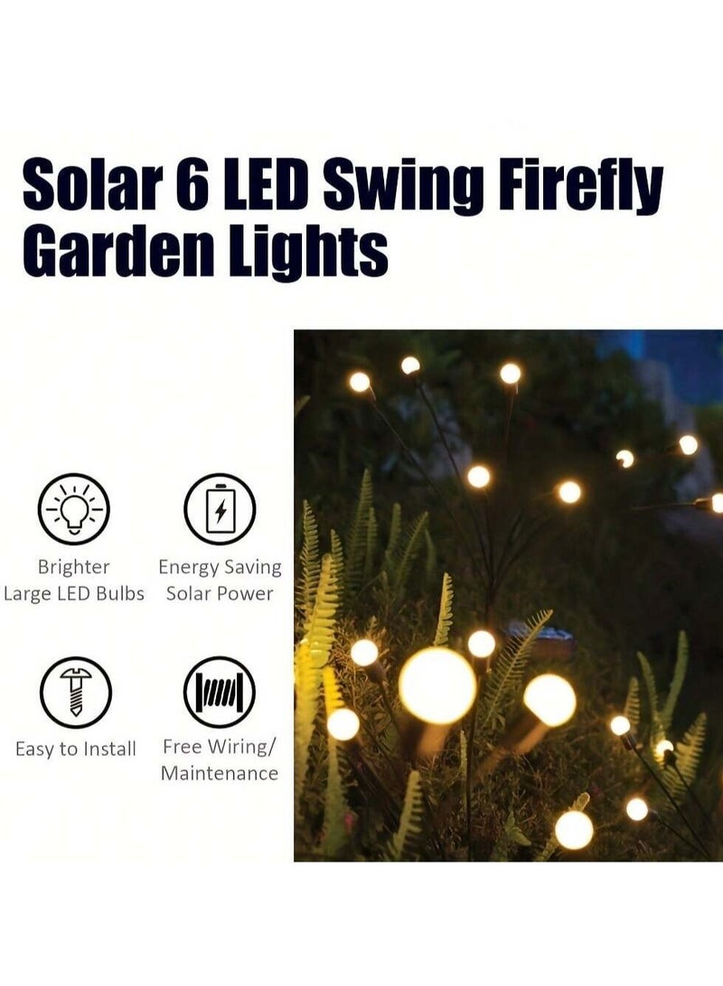 مجموعة من 2 مصباح حديقة يعمل بالطاقة الشمسية للاستخدام الخارجي، 8 مصابيح LED متأرجحة تعمل بالطاقة الشمسية، تتأرجح مع الرياح، مصابيح خارجية مقاومة للماء تعمل بالطاقة الشمسية لتزيين الفناء والمسار (أبيض دافئ) - Image 5