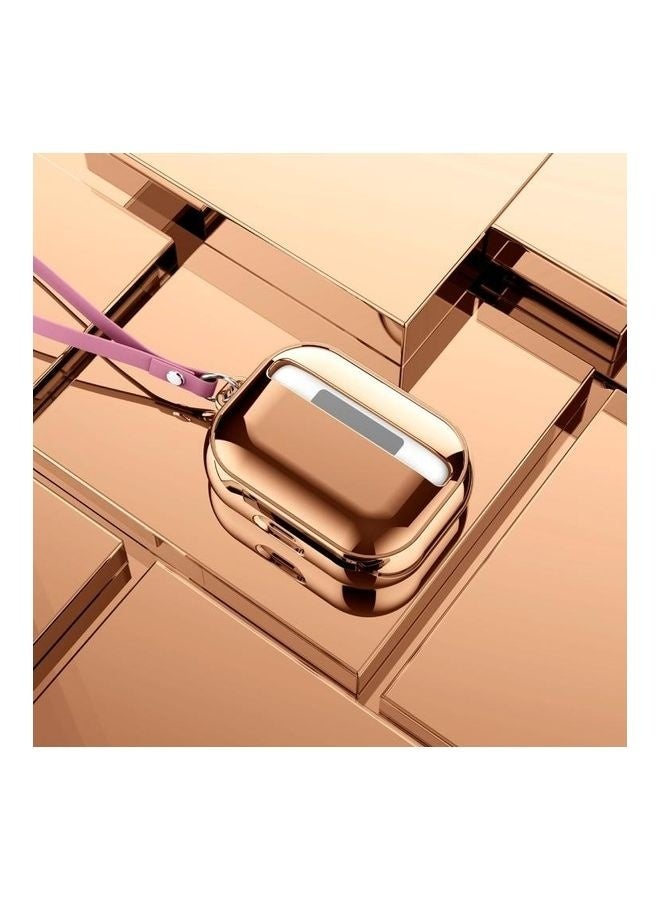 BGM AirPods Pro Gold Electroplating TPU Solid Color Earphone Protective Case Lanyard For  Silicone  Cover with Lanyard - Image 3