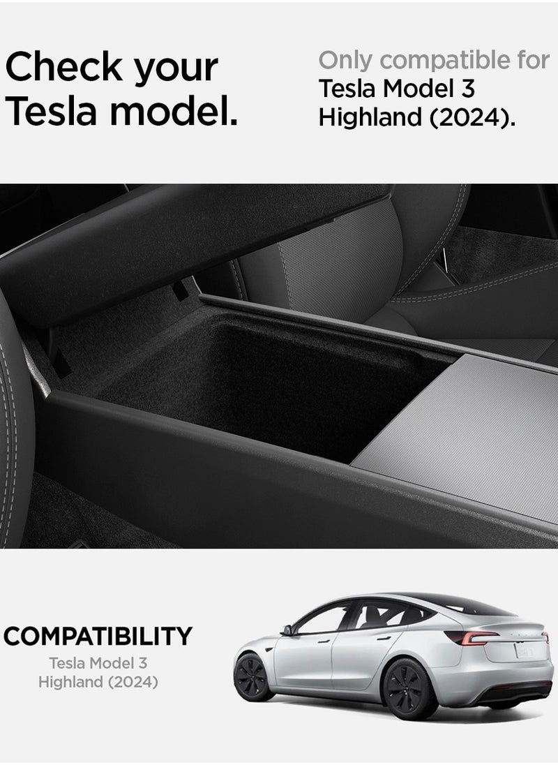 Spigen Armrest Console Organizer (Carbon Edition) for Tesla Model 3 (2024) Highland  - Image 2