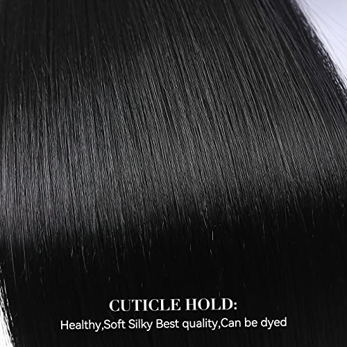 LEEONS Black Hair Extensions Straight Clip in Hair Extensions Clip ins - Soft and Thick (20 Inches, 4Pcs, #1B) - Image 2
