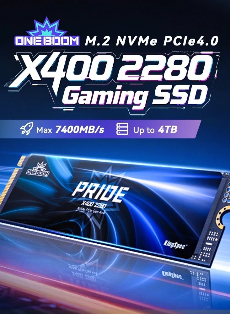 KingSpec KingSpec ONEBOOM PRIDE 2TB PCIe 4.0 NVMe SSD – Gen 4x4 M.2 2280 Internal Gaming Drive, 7400MB/s Max Speed, 2-Year Warranty  - Image 1