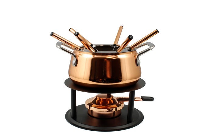 PEAK 10PIECE COPPERPLATED STAINLESS STEEL FONDUE SET IDEAL FOR OIL BROTH FONDUE PERFECT FOR KITCHEN COLLECTION WEDDING GIFT GIVING 125 LITER 132 QUARTS