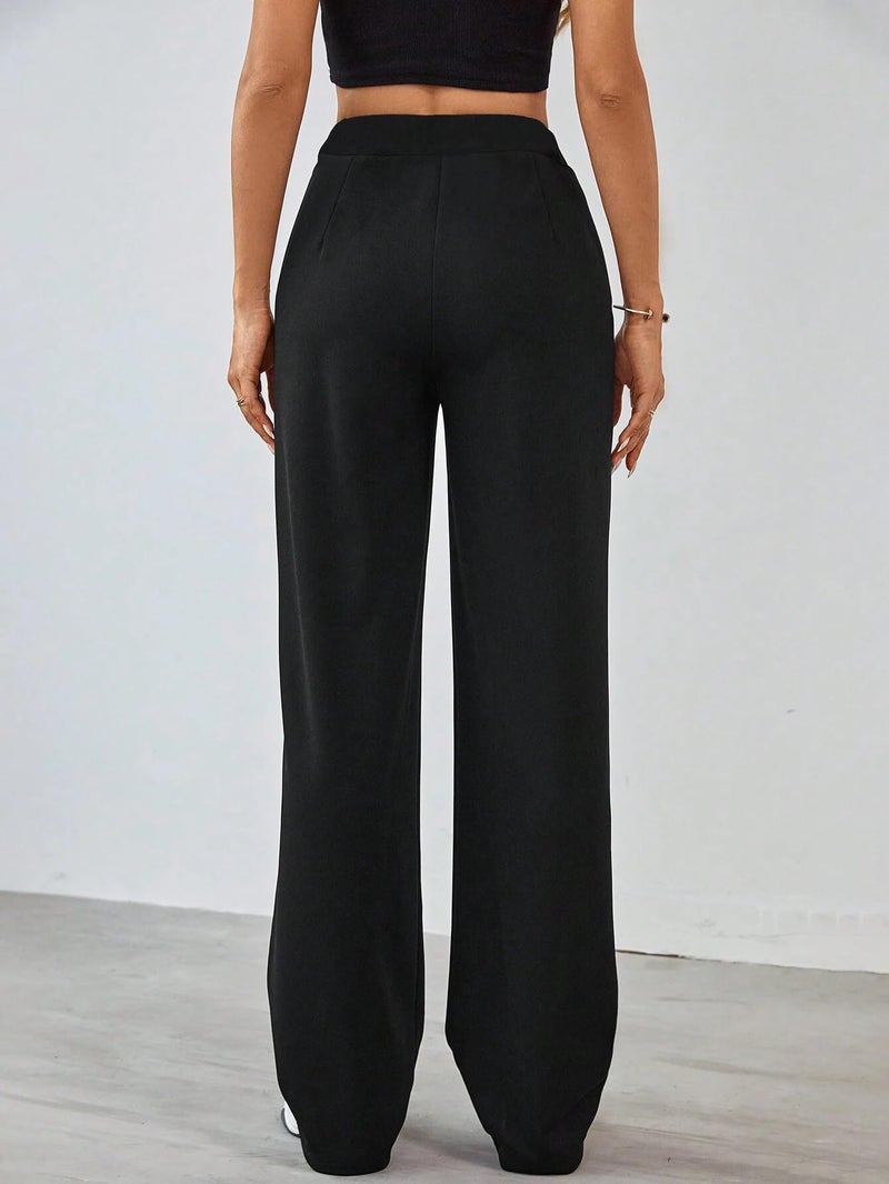 Toochki Trousers for Woman Pants Women's Formal Office Korean | Black Track Pant | Straight | Cotton Spandex Stretchable Trouser | High-Waisted Bottom Wear - Image 5