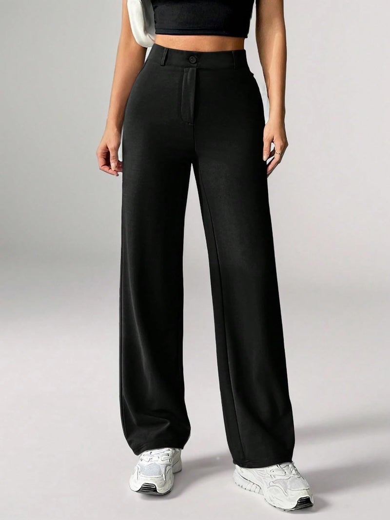 Toochki Trousers for Woman Pants Women's Formal Office Korean | Black Track Pant | Straight | Cotton Spandex Stretchable Trouser | High-Waisted Bottom Wear - Image 2