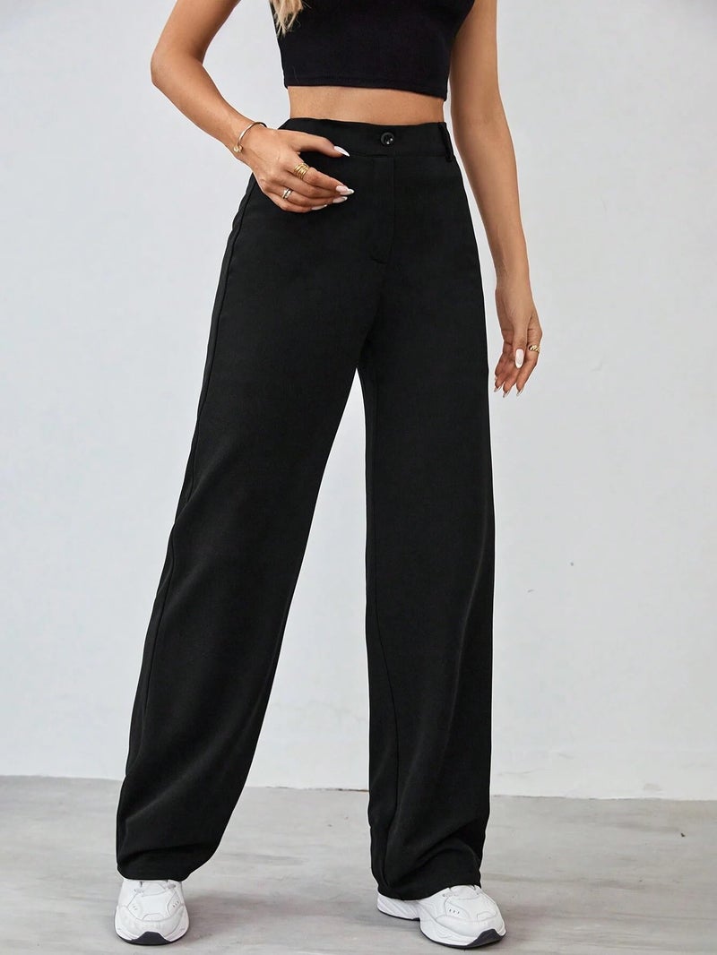 Toochki Trousers for Woman Pants Women's Formal Office Korean | Black Track Pant | Straight | Cotton Spandex Stretchable Trouser | High-Waisted Bottom Wear - Image 4