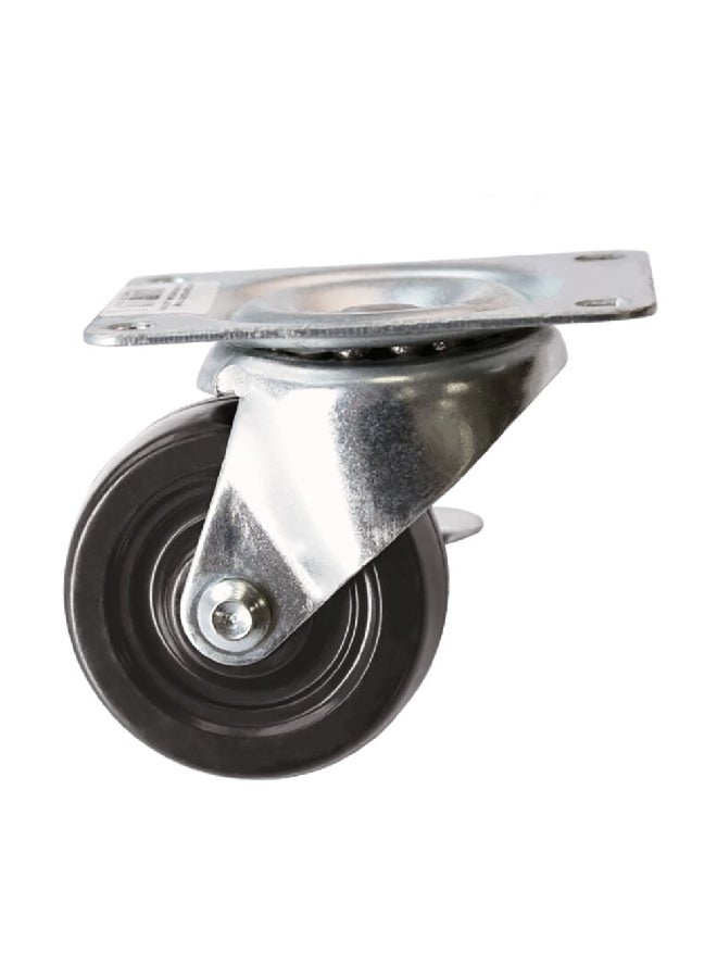 ACE Plate Type Swivel Caster with Brake Silver and Black 3 Inch 31-30100000-22100CS1 - Image 1