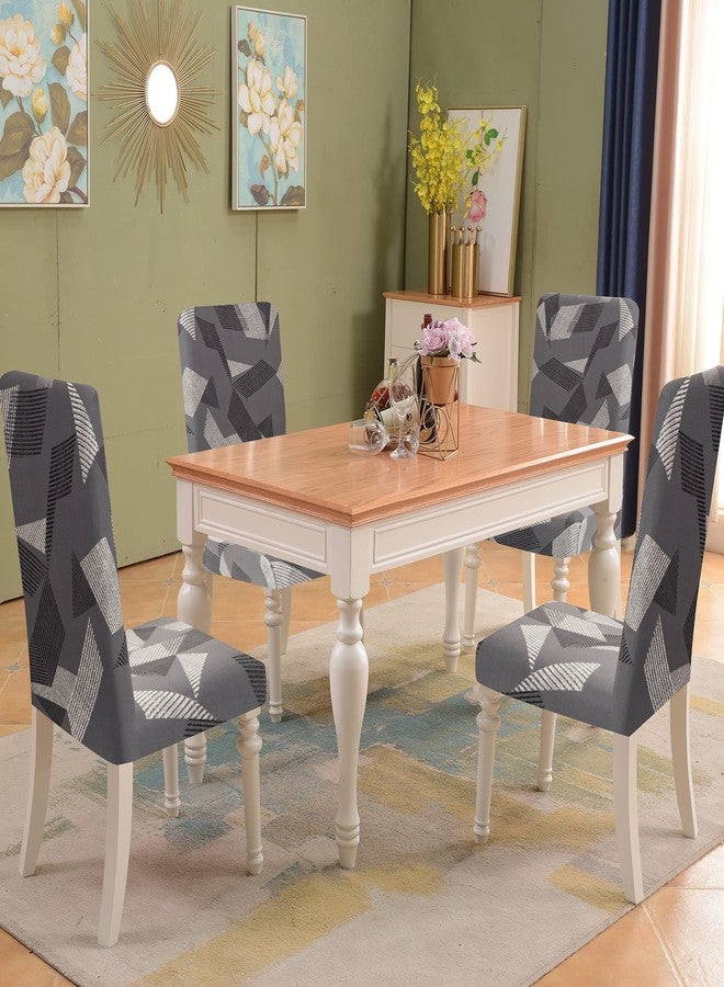 Sufdari Chair Covers,Stretch Dining Room Chair Cover,Soft Parsons Chair Slipcover,Spandex Removable Seat Covers for Kitchen Chairs-Grey Triangle,Set of 4 - Image 2