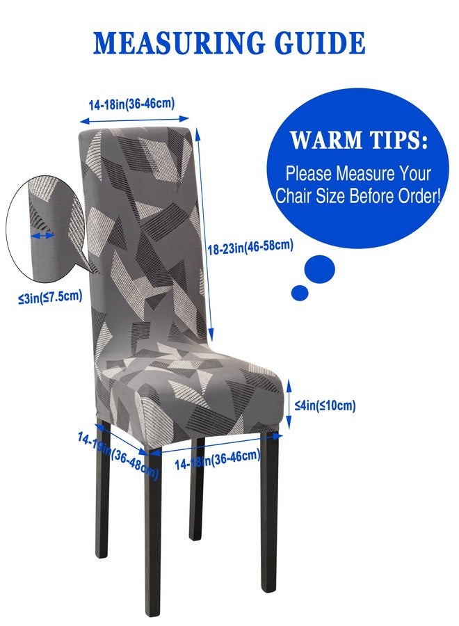 Sufdari Chair Covers,Stretch Dining Room Chair Cover,Soft Parsons Chair Slipcover,Spandex Removable Seat Covers for Kitchen Chairs-Grey Triangle,Set of 4 - Image 3