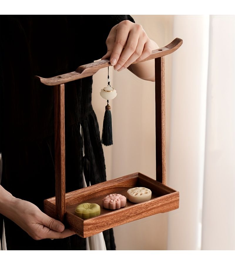 New 4 Compartment Walnut Pull Out Tray With Wooden Handle Lid Glass Fruit Plate For Snacks Nuts Desserts Suitable For Restaurants Hotels And Parties - Image 2