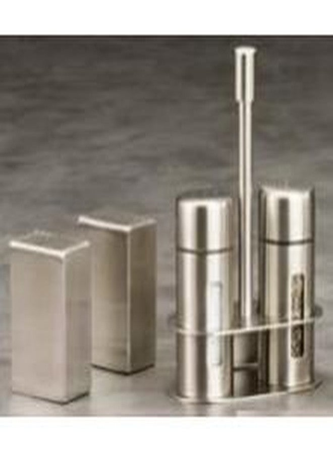 أميركان ميتال كرافت طقم ملح وفلفل دائري من الفولاذ المقاوم للصدأ من أمريكان ميتالكرافت، مقاس 3.25 بوصة، مع قاعدة، فضي اللون - Image 2