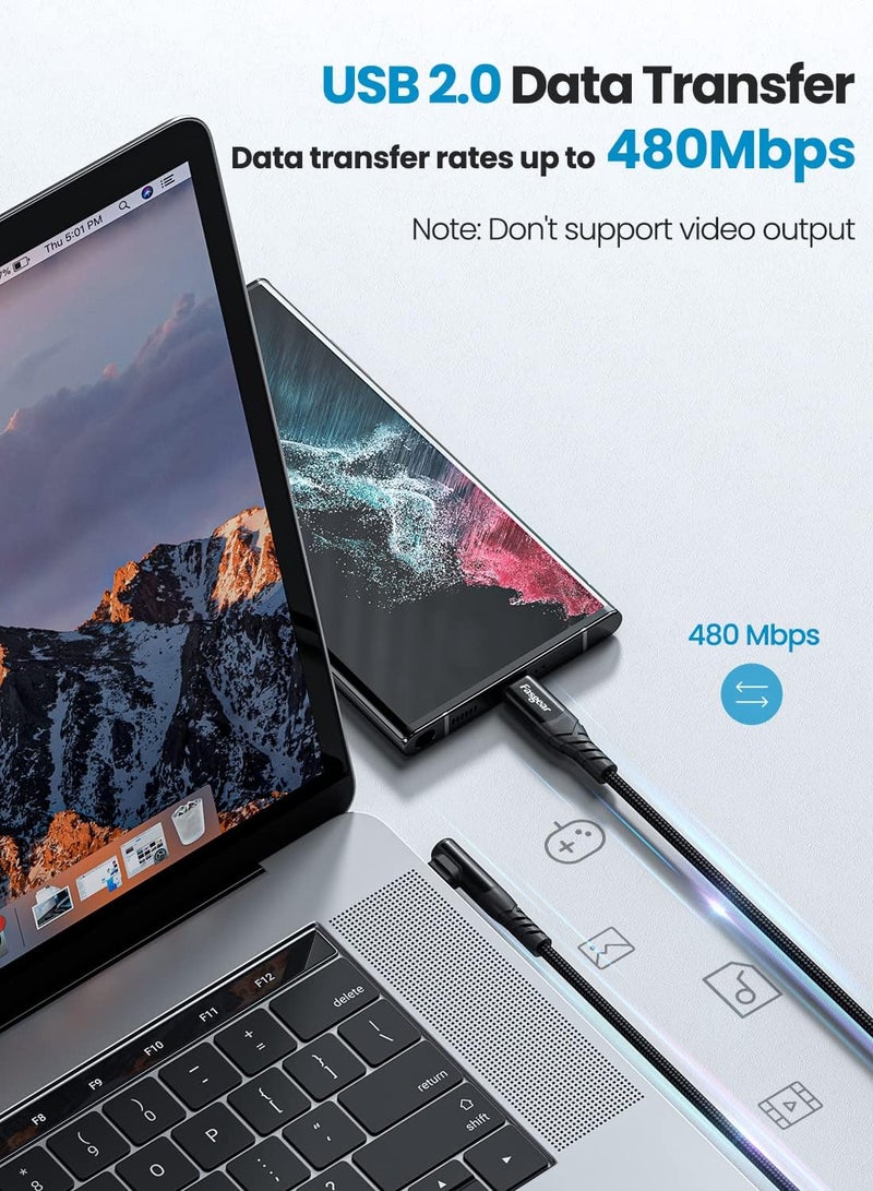 فاسجير كابل فاسجير من USB-C إلى USB-C، 1 متر 60 واط، نوع C إلى نوع C بزاوية قائمة 90 درجة، سريع الشحن PD، متوافق مع جالاكسي S22 S21 S20 ماك بوك آي باد برو آي باد إير (3 قدم، أسود) - Image 4