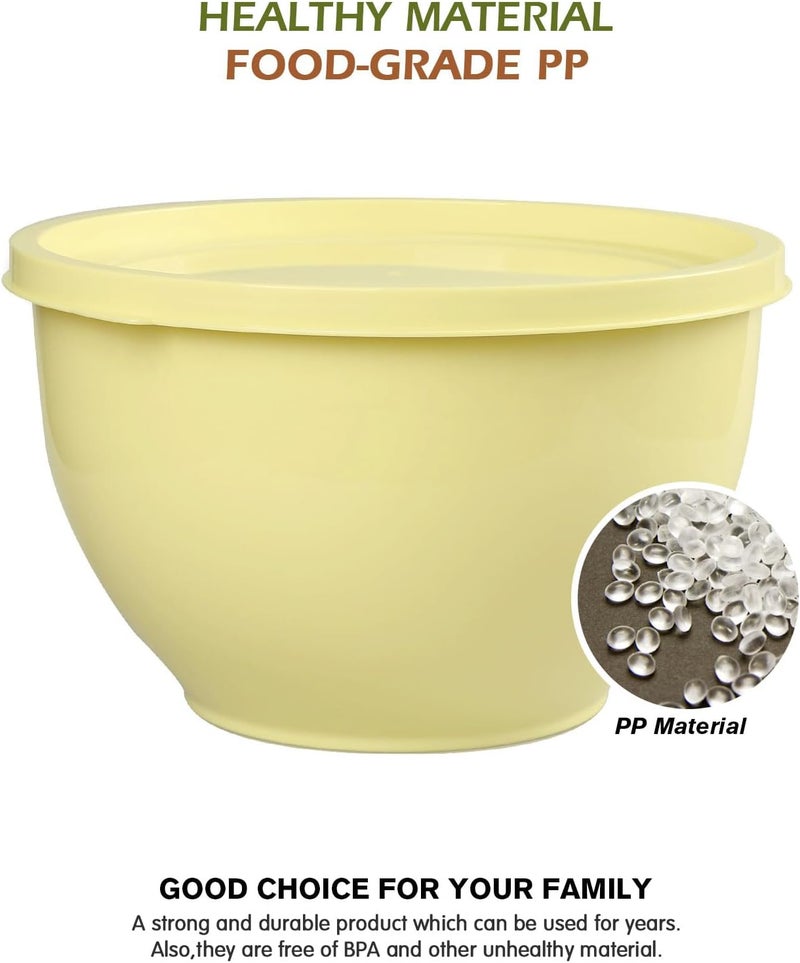Greentainer Plastic Mixing Bowls Set with Lids, Nesting Bowls for Prepping, Serving, Cooking & Baking, Large Mixing Salad Bowl for Kitchen, Reusable, Dishwasher & Microwave Safe, Set of 5(Olive-green) - Image 4