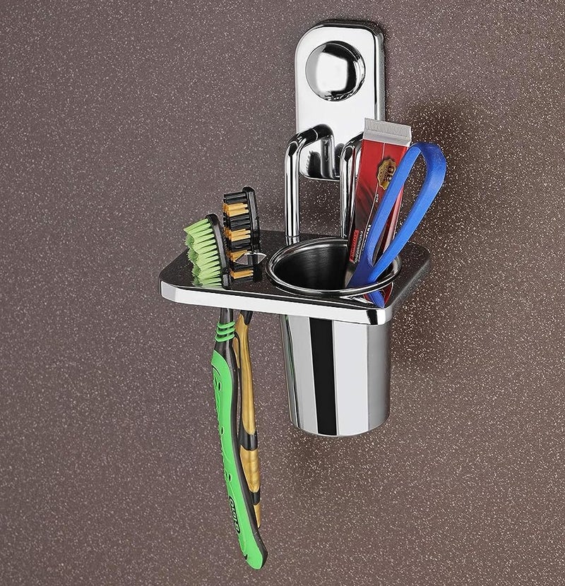 iSTAR Stainless Steel Wall Mounted Tumbler Holder for Bathroom and Wash Basin Toothbrush Holder with Chrome Finish - Image 3