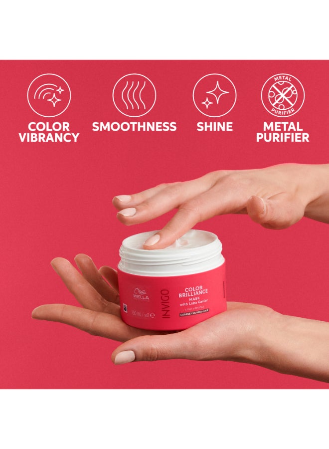 Wella Professionals Invigo Color Brilliance Vibrant Color Mask - Intense Treatment For Color Protection And Shine With Lime Caviar (150 Ml) - Image 3