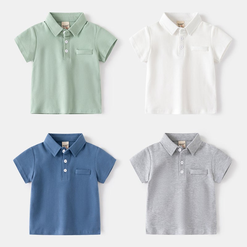 Boys' Cotton Short-Sleeved T-Shirt Children'S Polo Shirt Summer Girls' Korean-Style All-Match Baby Shirt Fashionable One-Piece Delivery - Image 2