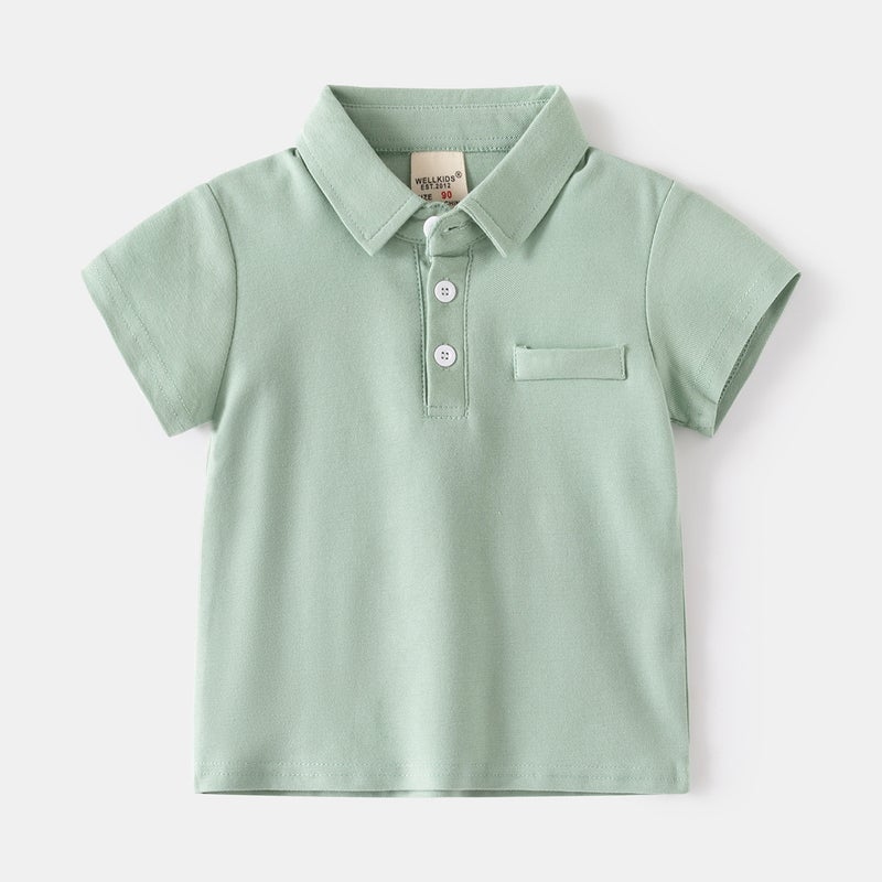 Boys' Cotton Short-Sleeved T-Shirt Children'S Polo Shirt Summer Girls' Korean-Style All-Match Baby Shirt Fashionable One-Piece Delivery - Image 3