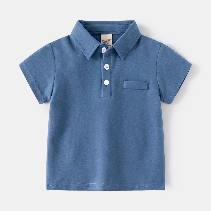 Boys' Cotton Short-Sleeved T-Shirt Children'S Polo Shirt Summer Girls' Korean-Style All-Match Baby Shirt Fashionable One-Piece Delivery - Image 1