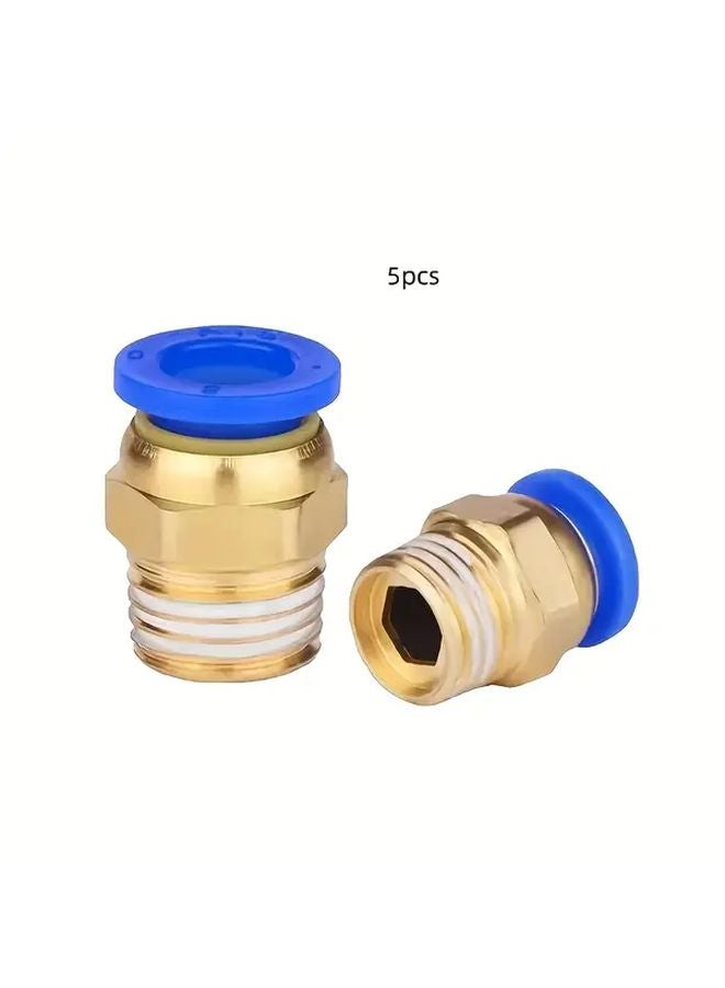 5pcs Male Thread Straight One Touch Air Pneumatic Quick Connect Pipe Fitting - Image 2