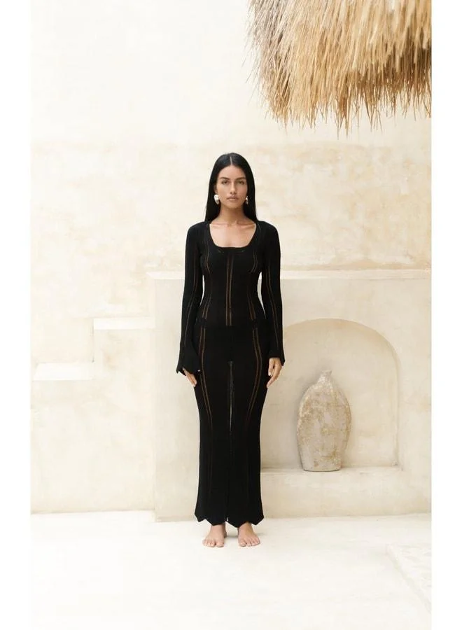 Bohemai  Paulina Lace‑Patterned Black Knit Dress for Women | Best Price UAE