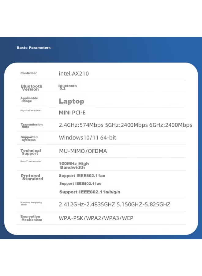 Eb-link Intel Ax210 Chip Laptop Wireless Network Card, 5374m Mini-pcie Interface, Wifi 6 Gigabit Tri-band Network Card, Bluetooth 5.2, Computer Internal Module - Image 2