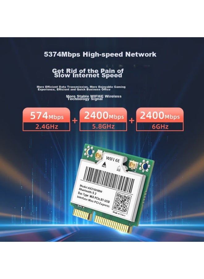 Eb-link Intel Ax210 Chip Laptop Wireless Network Card, 5374m Mini-pcie Interface, Wifi 6 Gigabit Tri-band Network Card, Bluetooth 5.2, Computer Internal Module - Image 4