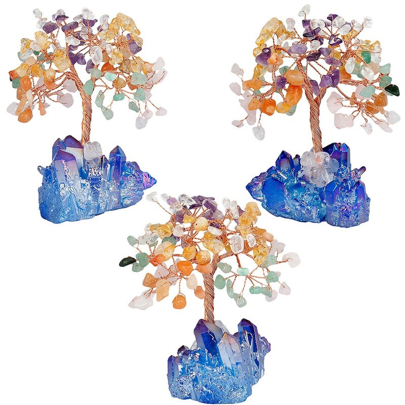 mookaitedecor Colorful Crystal Tree  Quartz Cluster Blue Titanium Crystals Base Bonsai Money Tree for Wealth and Luck - Image 3