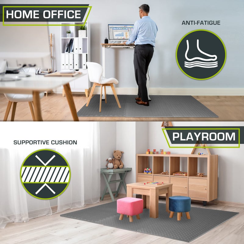 ProsourceFit Puzzle Exercise Mat ½ in, EVA Interlocking Foam Floor Tiles for Home Gym, Mat for Home Workout Equipment, Floor Padding for Kids, Grey, 24 in x 24 in x ½ in, 24 Sq Ft - 6 Tiles - Image 4