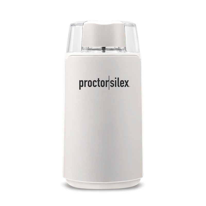 Proctor Silex Electric Coffee Grinder for Beans Spices and More Stainless Steel Blades 12 Cups White