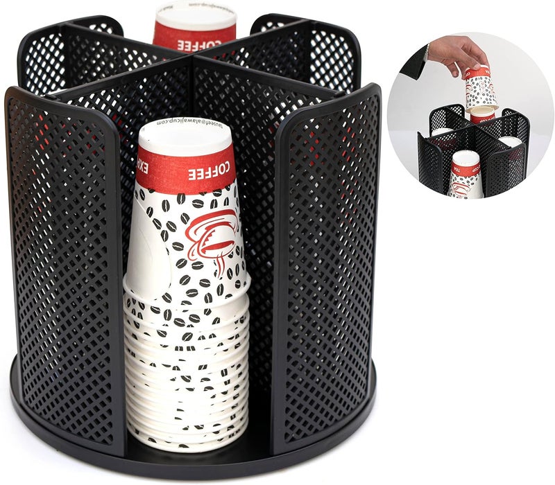 Metal Base Coffee Cup Holder - Black Plastic for Tables, Corner, and Machine - Image 1