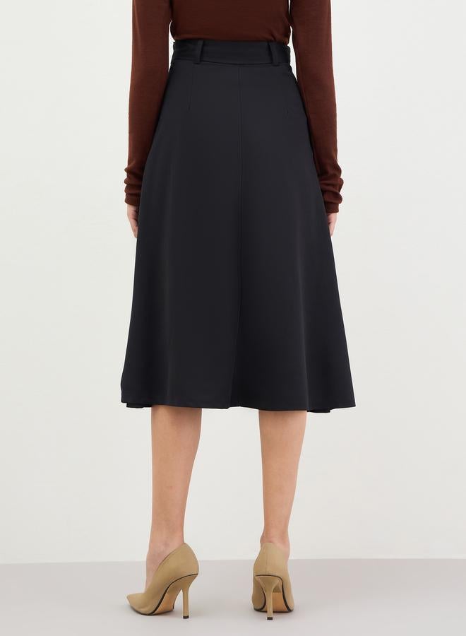 ستايلي تنورة ميدي بحزام وحافة واسعة - Image 5