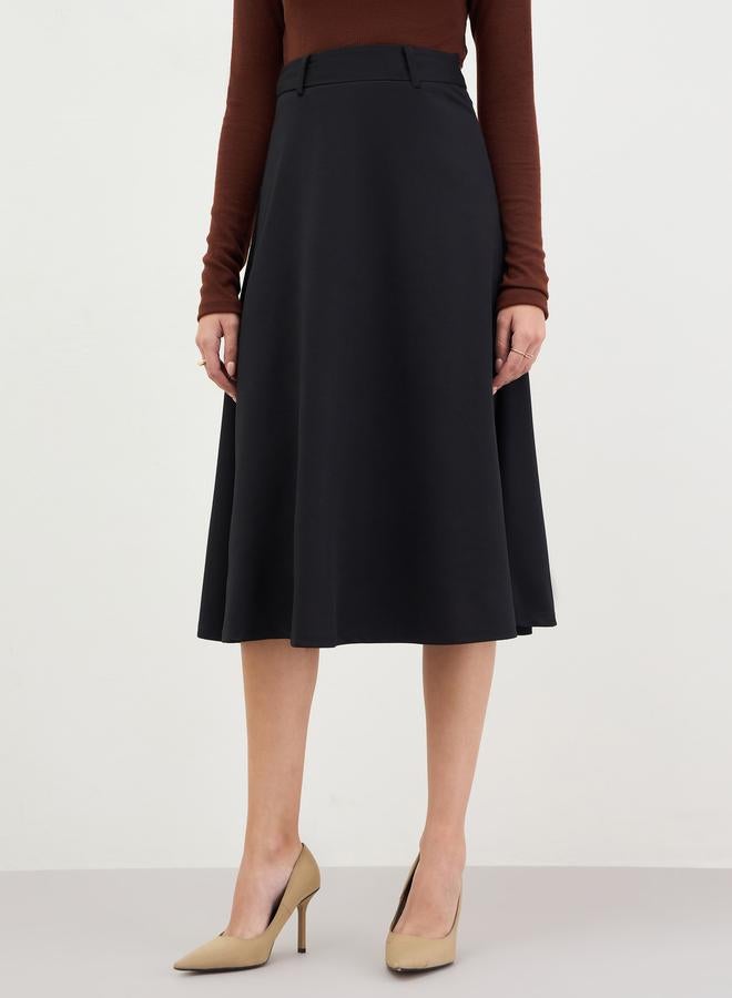 ستايلي تنورة ميدي بحزام وحافة واسعة - Image 3