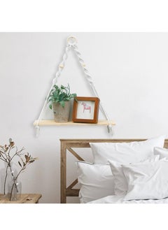 Excefore Macrame Hanging Shelves Boho Wall Decor, Macrame Wall Hanging Shelf - Boho Wood Wall Shelves with Wood Beads, Rustic Display Shelving for Bedroom Living Room Preppy Room Nursery Decor  - Image 3