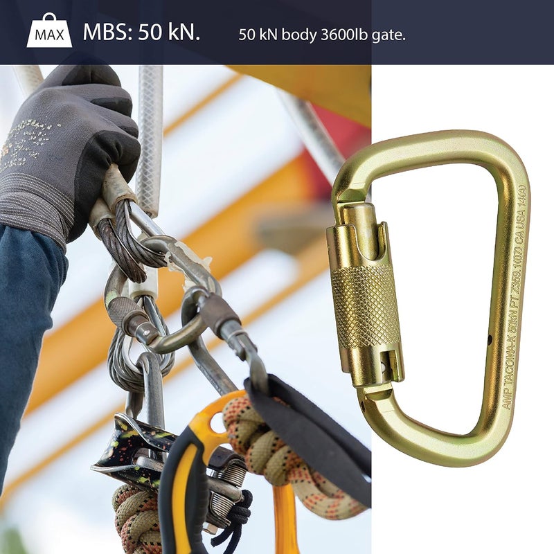 FUSION Triple Lock Carabiner - Gold, Tacoma Extra Duty 60KN - Image 5