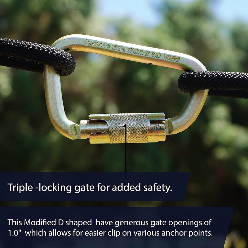 FUSION Triple Lock Carabiner - Gold, Tacoma Extra Duty 60KN - Image 4