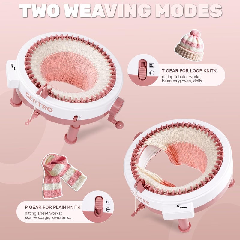 Sentro Upgraded 48 Needle Knitting Machine, Circle Knit Loom Machine with Row Counter and Hand Crank,Crochet Knitting Loom Machine for Beginners and Seasoned Knitters - Image 5