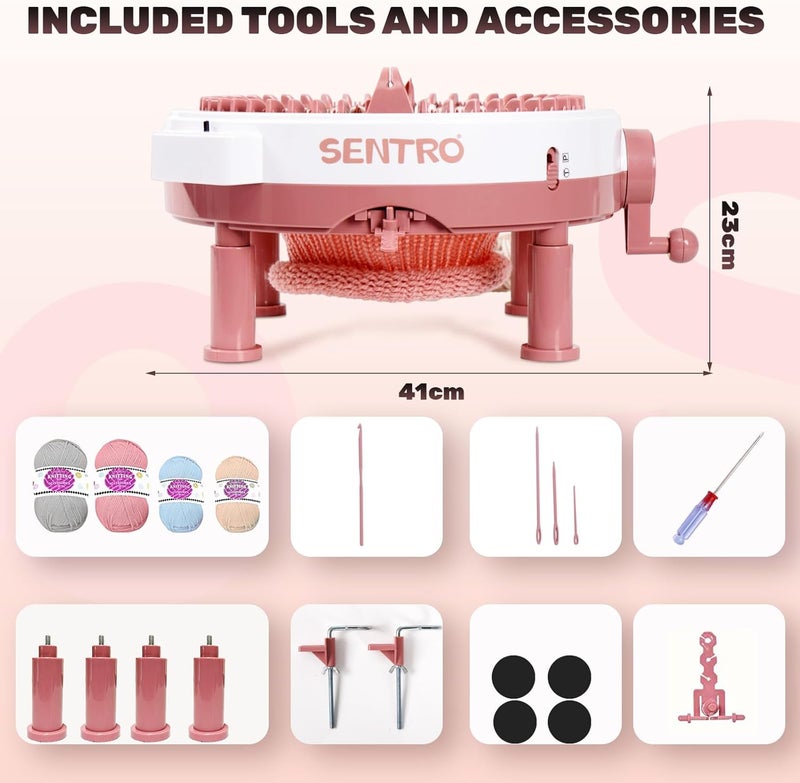 Sentro Upgraded 48 Needle Knitting Machine, Circle Knit Loom Machine with Row Counter and Hand Crank,Crochet Knitting Loom Machine for Beginners and Seasoned Knitters - Image 4