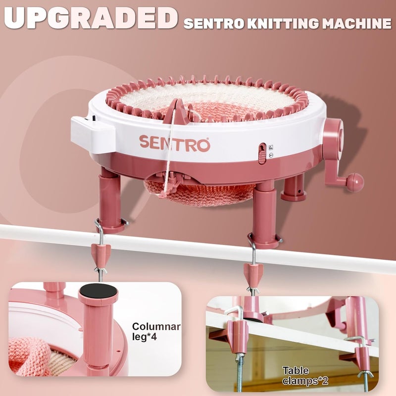 Sentro Upgraded 48 Needle Knitting Machine, Circle Knit Loom Machine with Row Counter and Hand Crank,Crochet Knitting Loom Machine for Beginners and Seasoned Knitters - Image 2